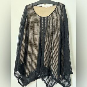 Max Studio long-sleeve black lace blouse tunic size M